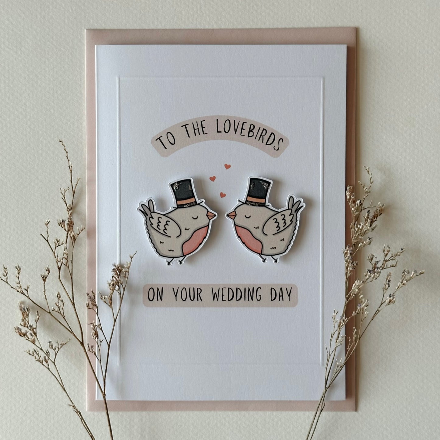 Mr & Mr Lovebirds - Handmade Wedding Card