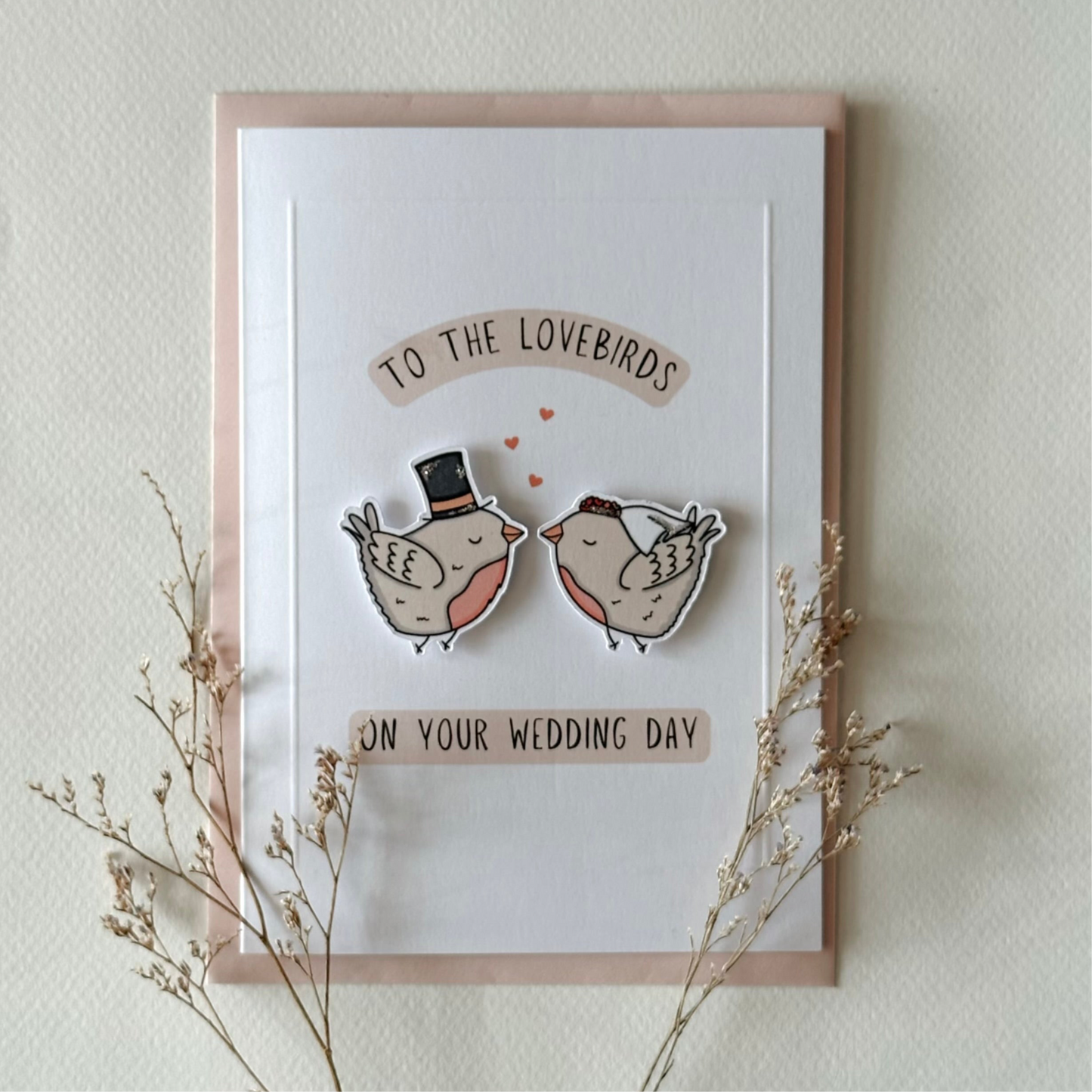 Mr & Mrs Lovebirds - Handmade Wedding Card