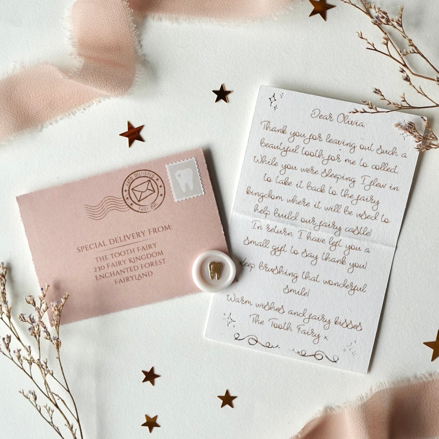 Fairy Mail - Tooth Fairy Letter & Mini Envelope (Pink)