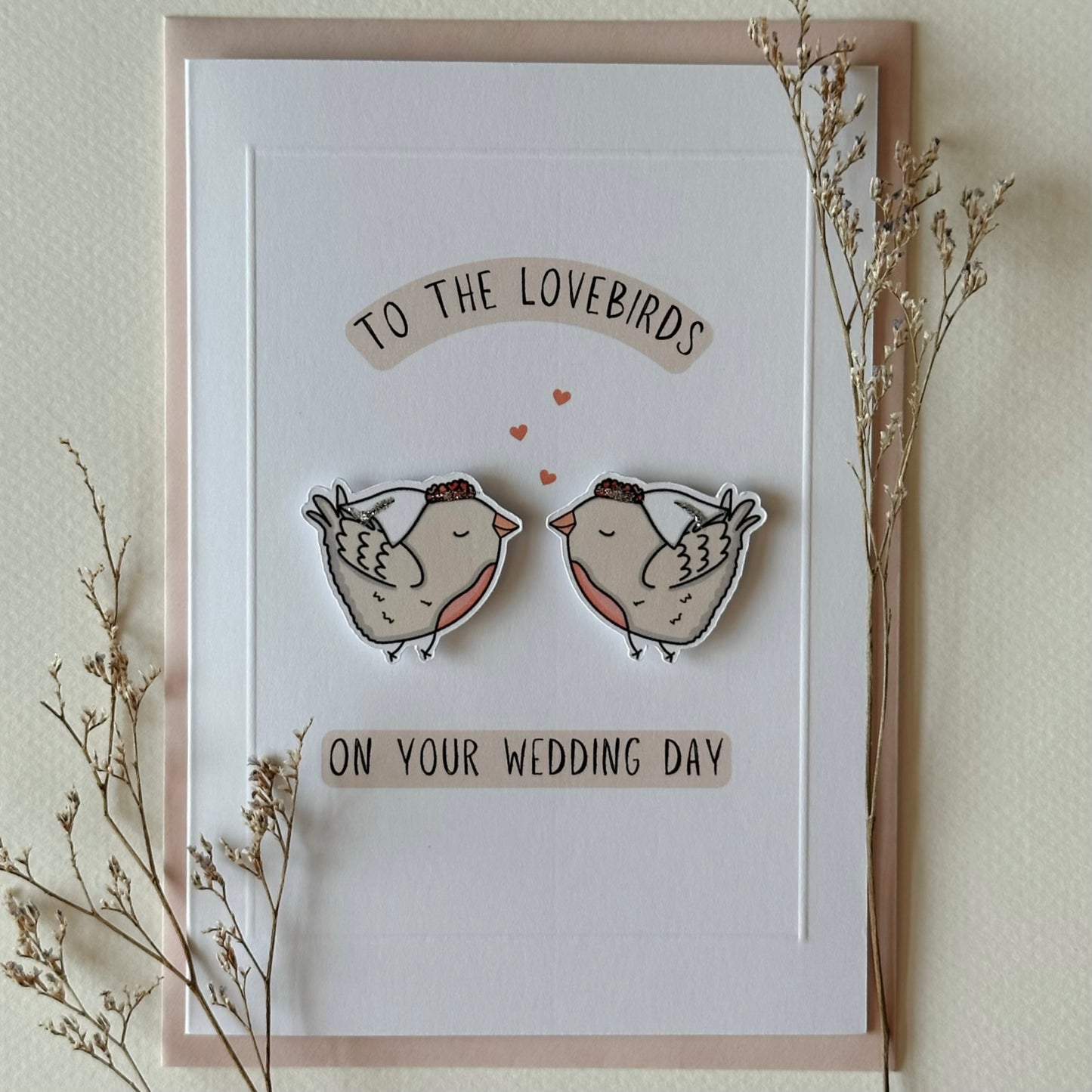 Mrs & Mrs Lovebirds - Handmade Wedding Card