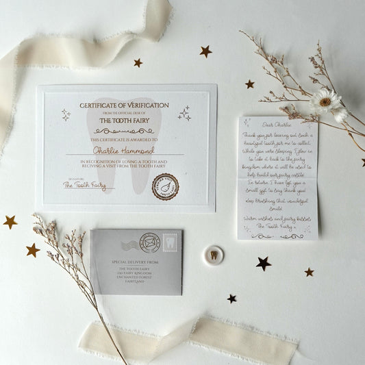 Official Fairy Visit - Tooth Fairy Letter & Certificate (Grey)