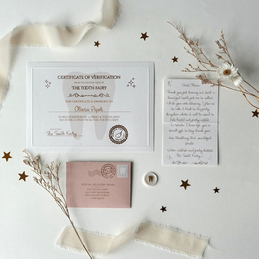 Official Fairy Visit - Tooth Fairy Letter & Certificate (Pink)